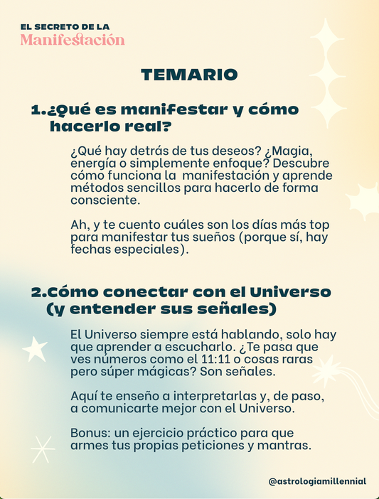 WORKSHOP EL SECRETO DE LA MANIFESTACIÓN