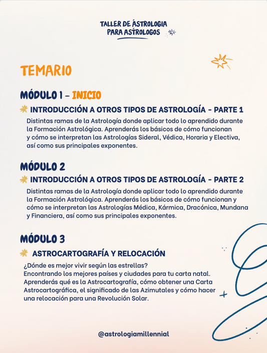 TALLER DE ASTROLOGÍA PARA ASTRÓLOGOS ONLINE
