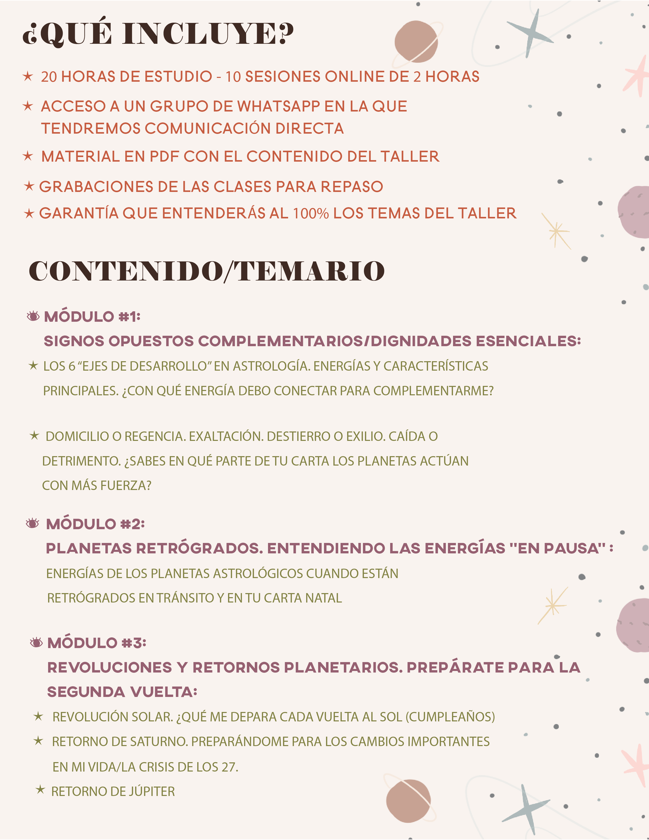 TALLER DE ASTROLOGÍA INTERMEDIO ONLINE