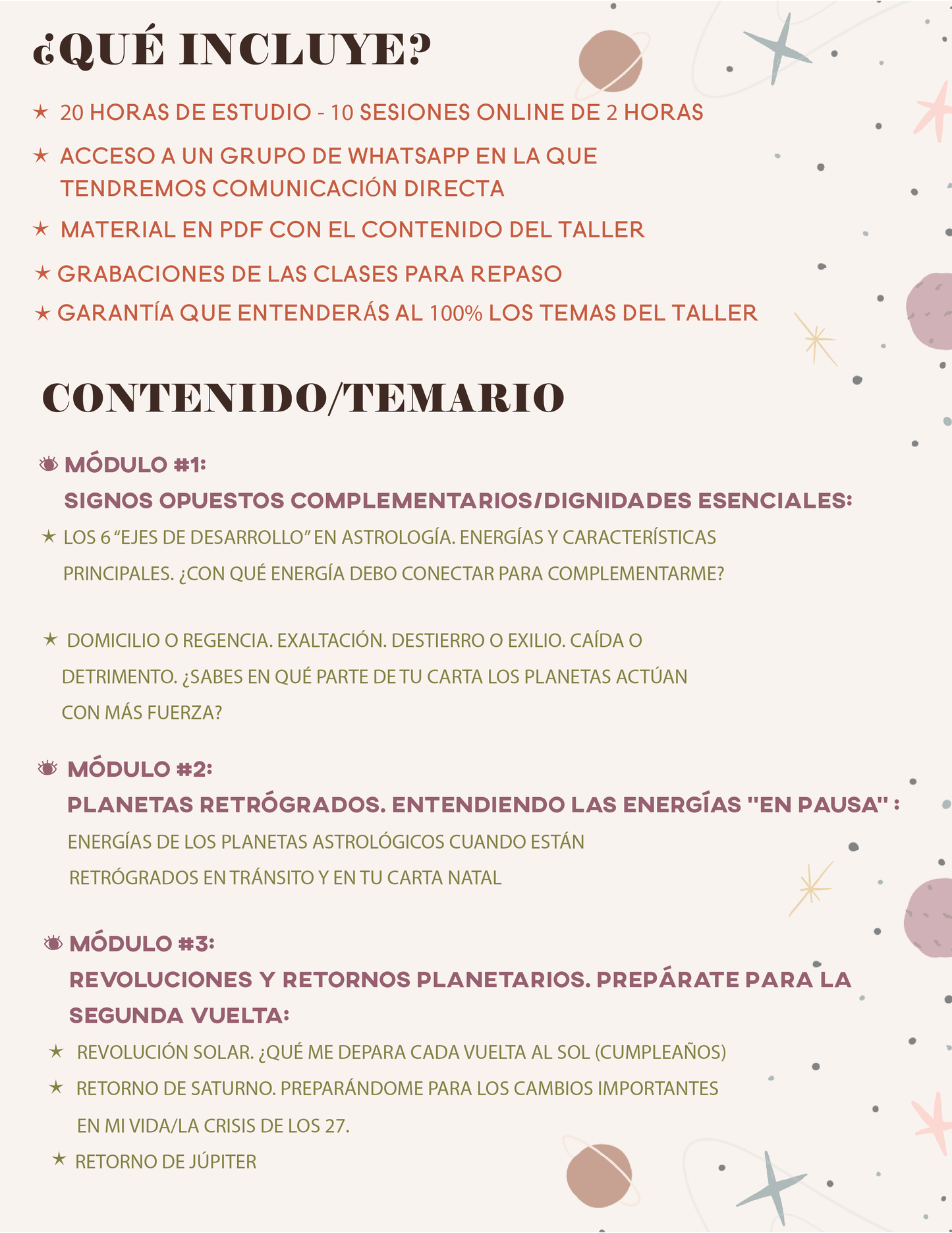 TALLER DE ASTROLOGÍA INTERMEDIO ONLINE