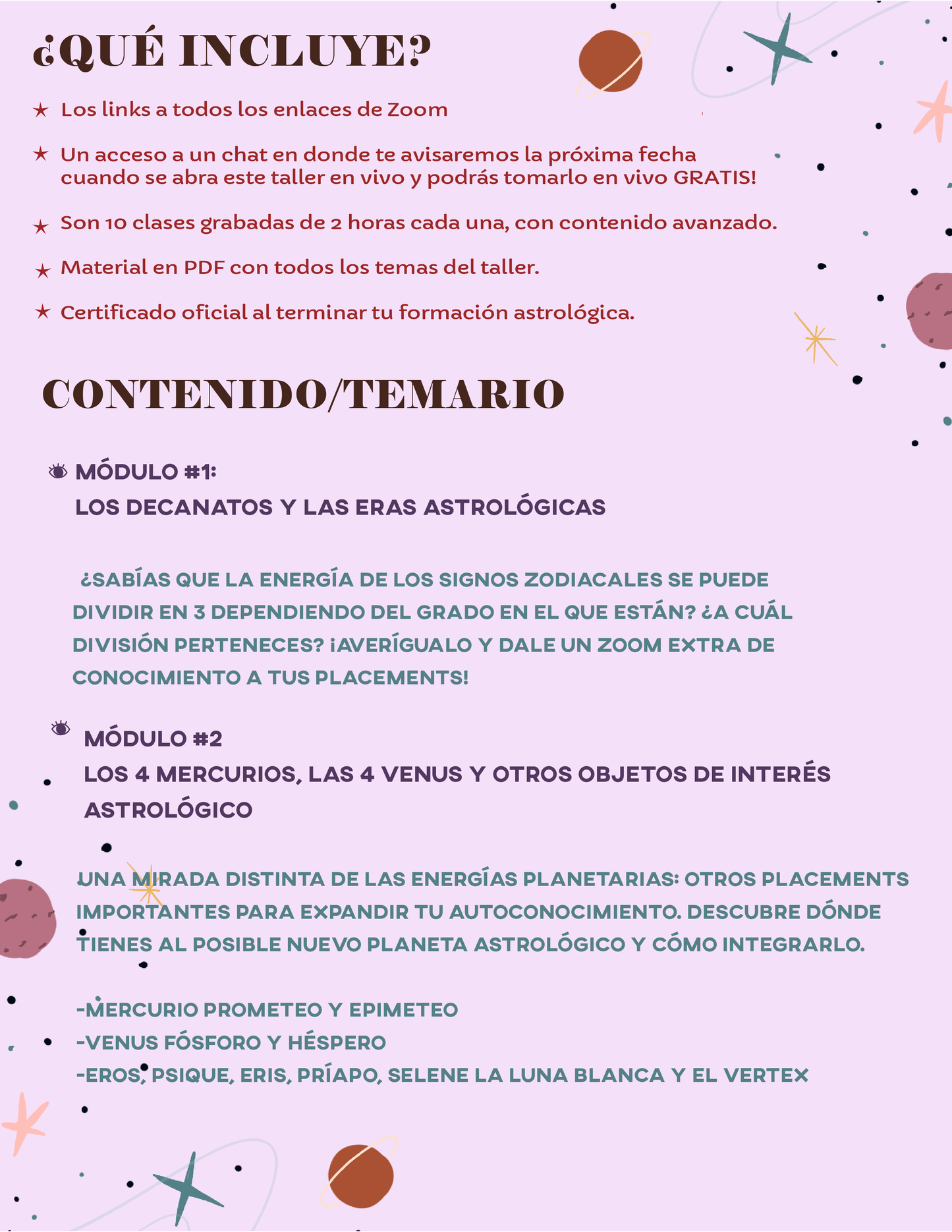 TALLER DE ASTROLOGÍA AVANZADO
