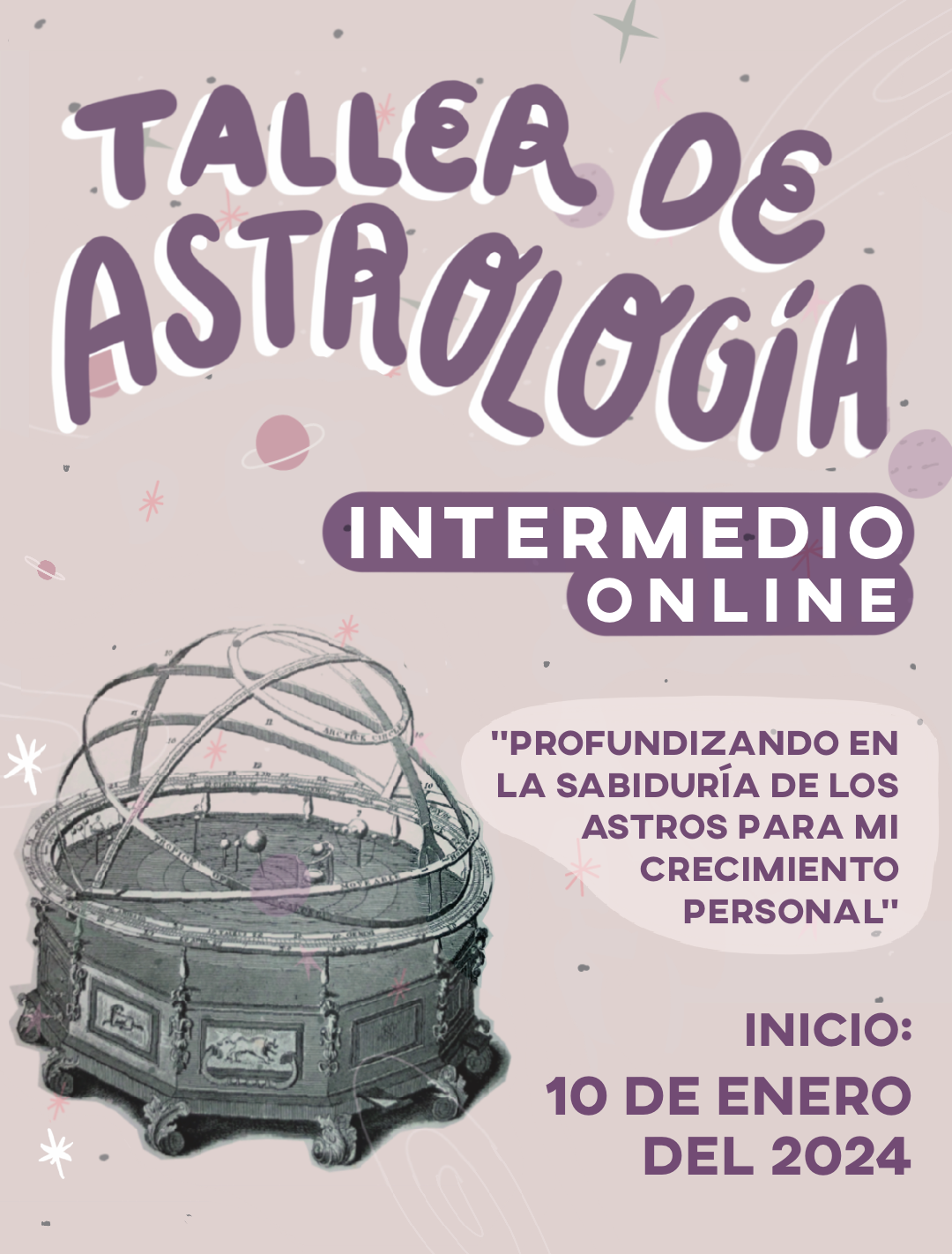 TALLER DE ASTROLOGÍA INTERMEDIO ONLINE USD $195